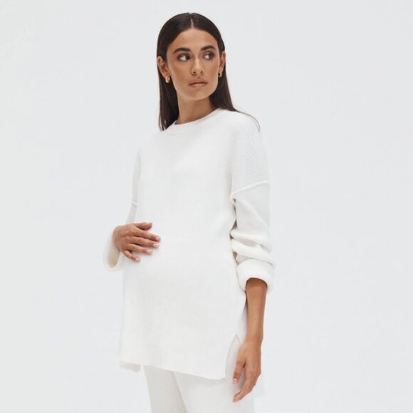 Legoe Heritage Sweaters - Legoe Heritage Maternity Catalina Ribbed Jumper Sweater Off White M/L Cotton